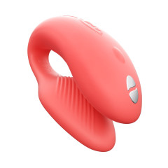 Смарт-вібратор для пар We-Vibe Chorus Crave Coral, сенсорне керування вібраціями стисненням пульта	