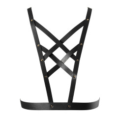 Портупея з екошкіри Bijoux Indiscrets Maze – Cross Cleavage Harness Black