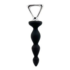 Анальний ланцюжок Adrien Lastic Arrow II, чорний, силіконовий, гнучкий, з металевою ручкою, діаметр 3,2 см