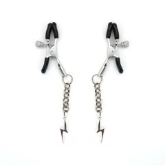 Затискачі для сосків Liebe Seele Lightning Nipple Clamps Silver, підвіска-блискавка