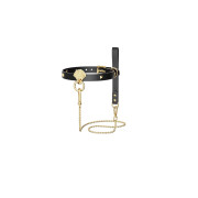 Розкішний нашийник з повідцем Zalo Collar & Leash Set Black, натуральна шкіра