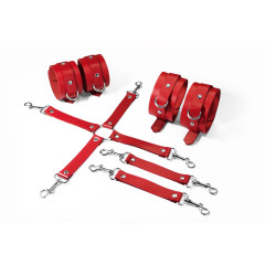 Набір для БДСМ 3 в 1 Feral Feelings BDSM Kit 3 Red, наручники, поножі, хрестовина