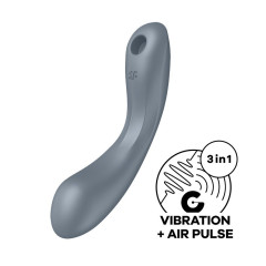 Вакуумний стимулятор з вібрацією Satisfyer Curvy Trinity 1 Bluegrey, іграшка 3в1