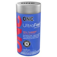 Презервативи ONE Ultra Feel, ультратонкі, з додатковою змазкою, 10 шт, подарункове паковання-тубус