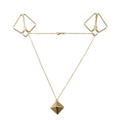 SX0844 Затискачі для сосків з важкою підвіскою LOCKINK Nipple Clamps with Heavy Pendant, золотисті
