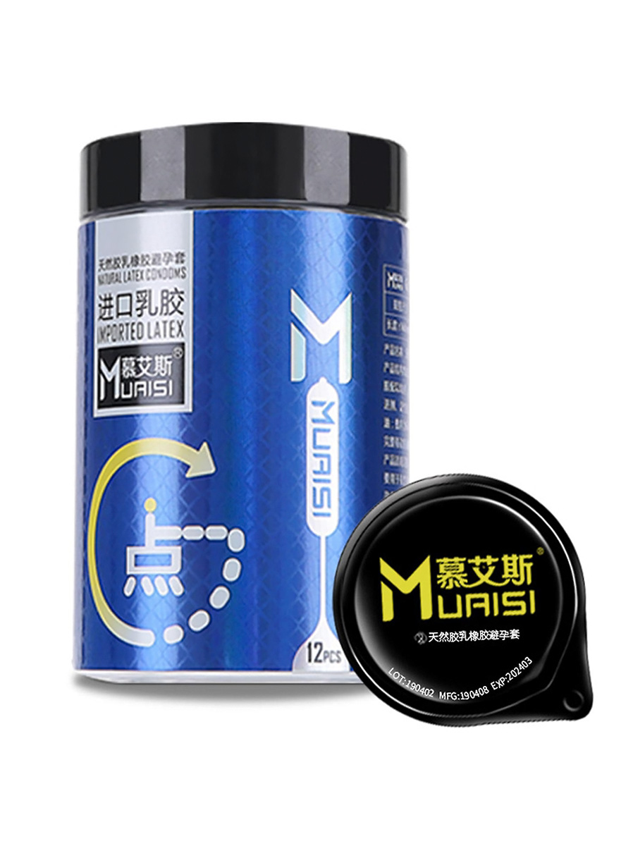 Набір Muaisi 0.02 мм Blue 12 шт з легким точковим рельєфом