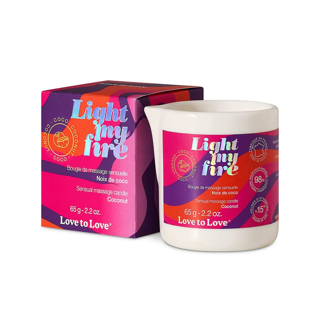 Масажна свічка Love To Love LIGHT MY FIRE Coconut (65 мл)