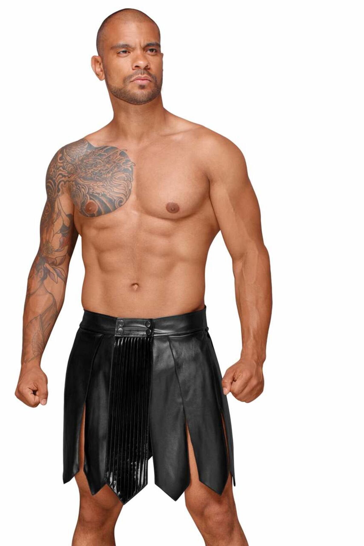 Чоловіча спідниця гладіатора Noir Handmade H053 Eco leather men's gladiator skirt, L, екошкіра
