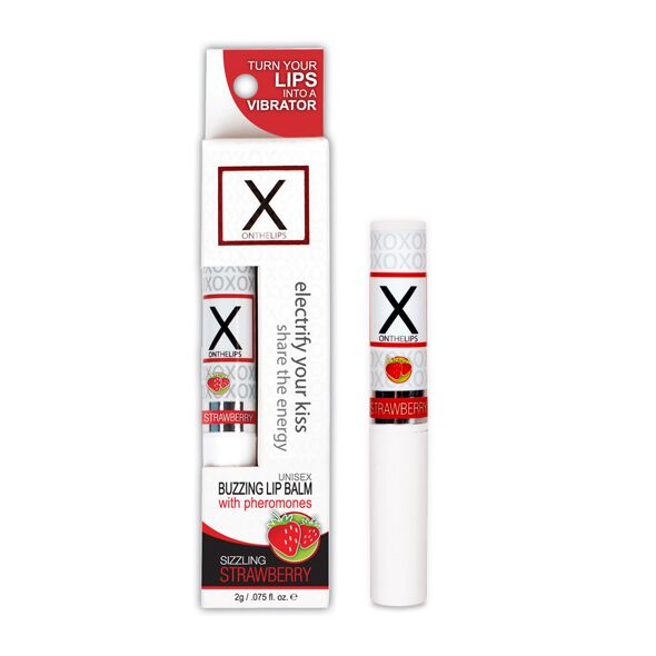 Стимулювальний бальзам для губ унісекс Sensuva – X on the Lips Strawberry з феромонами, полуниця