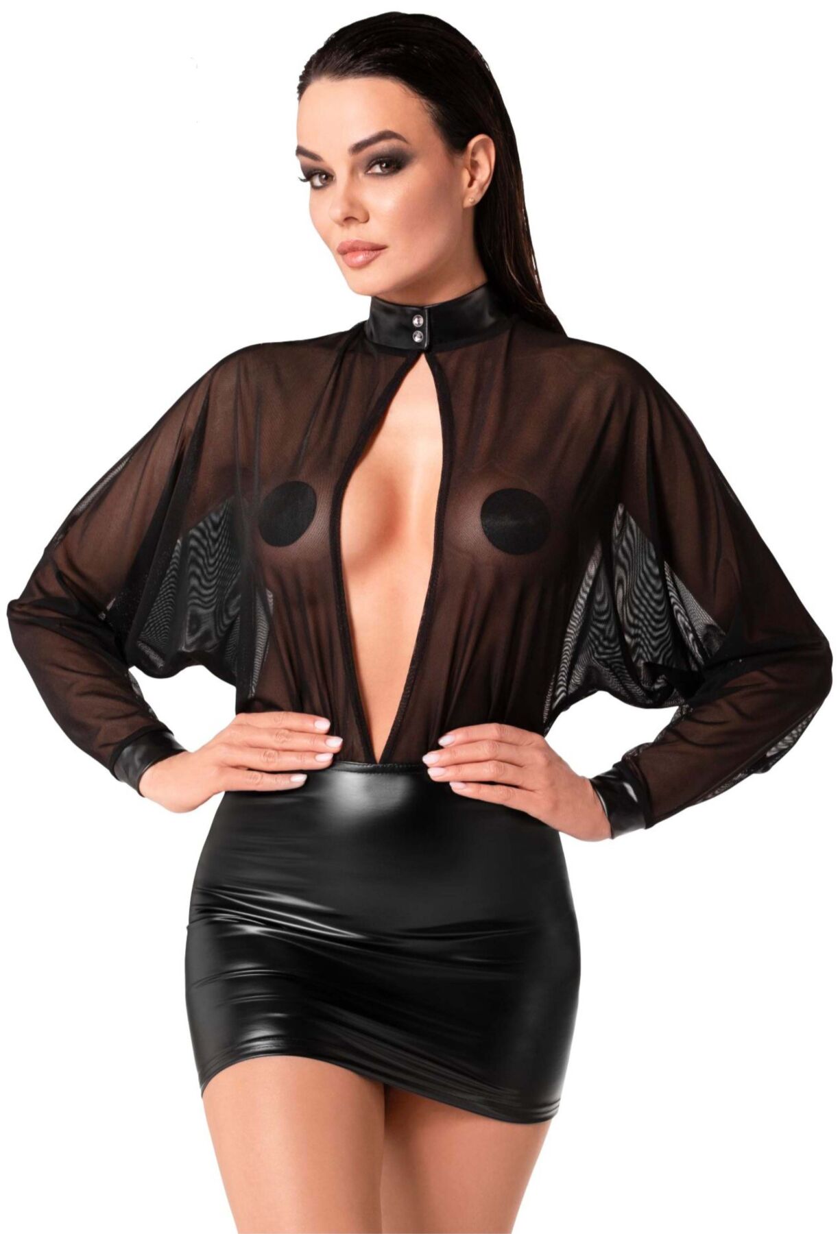 Сукня Noir Handmade F348 Powerwetlook and tulle dress - 3XL
